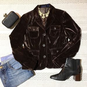 Vintage Brown Velvet Blazer Jacket Unique Rare